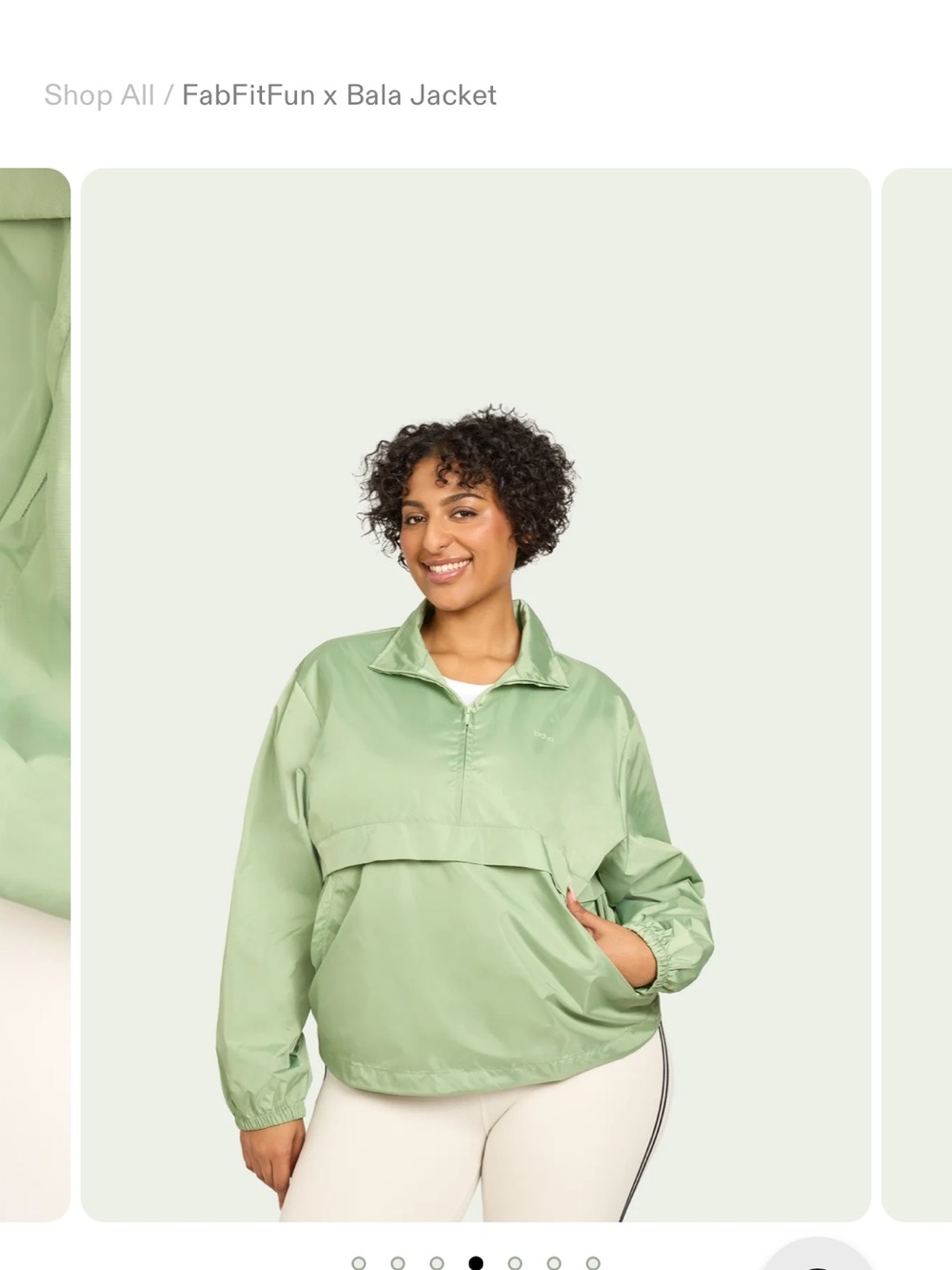 Bala Light Sage Half-Zip Pullover Bomber Jacket